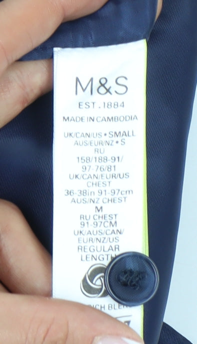 Mens UK Size 36 Marks and Spencer Regular Blue Suit Waistcoat
