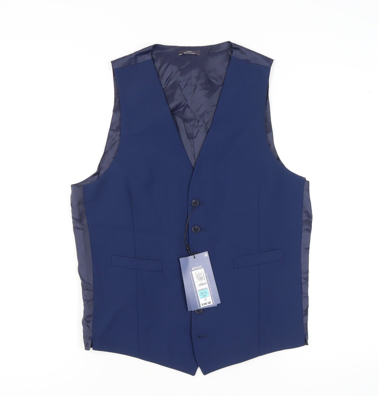 Mens UK Size 38 Marks and Spencer Regular Blue Suit Waistcoat