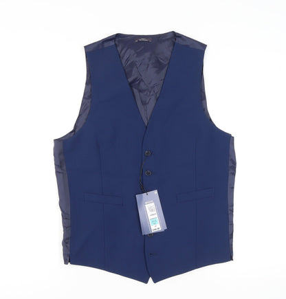 Mens UK Size 38 Marks and Spencer Regular Blue Suit Waistcoat