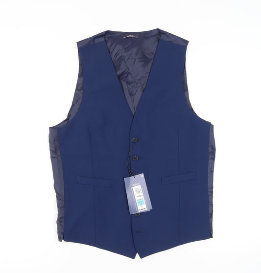 Mens UK Size 38 Marks and Spencer Regular Blue Suit Waistcoat