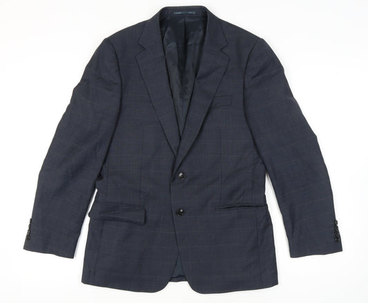 Jaeger Men's Blue Suit Jacket 38S Wool Single-Breasted