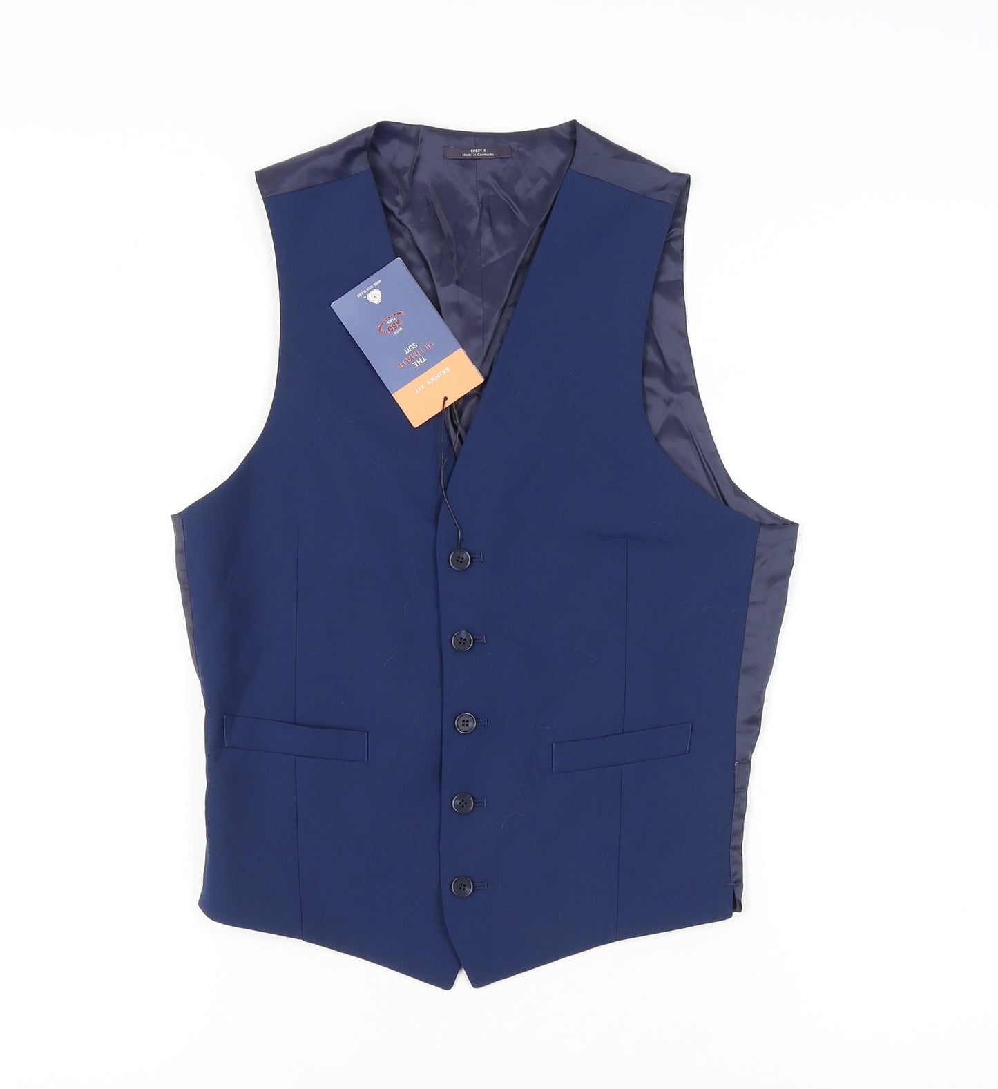 Mens UK Size 36 Marks and Spencer Regular Blue Suit Waistcoat