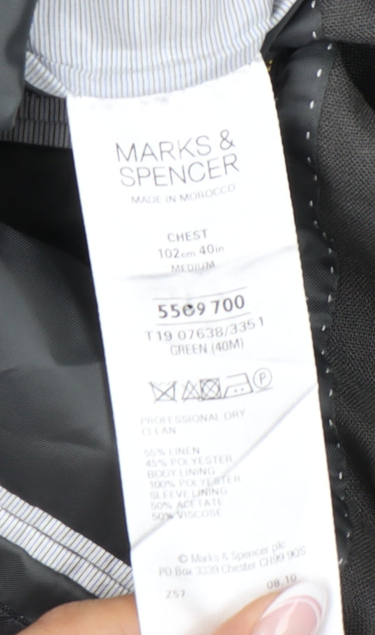 Mens UK Size 40 Marks and Spencer Regular Green Suit Jacket