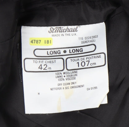 Mens UK Size 42 St Michael Regular Black Suit Jacket