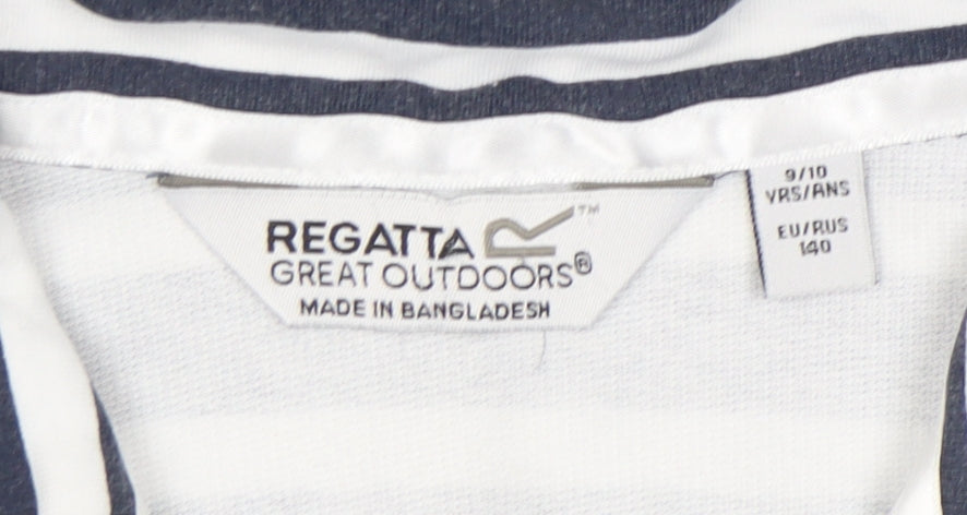 Regatta Unisex Kids Blue Striped Sweatshirt, 10 Years, 1/4 Zip
