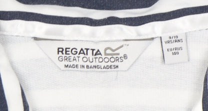 Regatta Unisex Kids Blue Striped Sweatshirt, 10 Years, 1/4 Zip