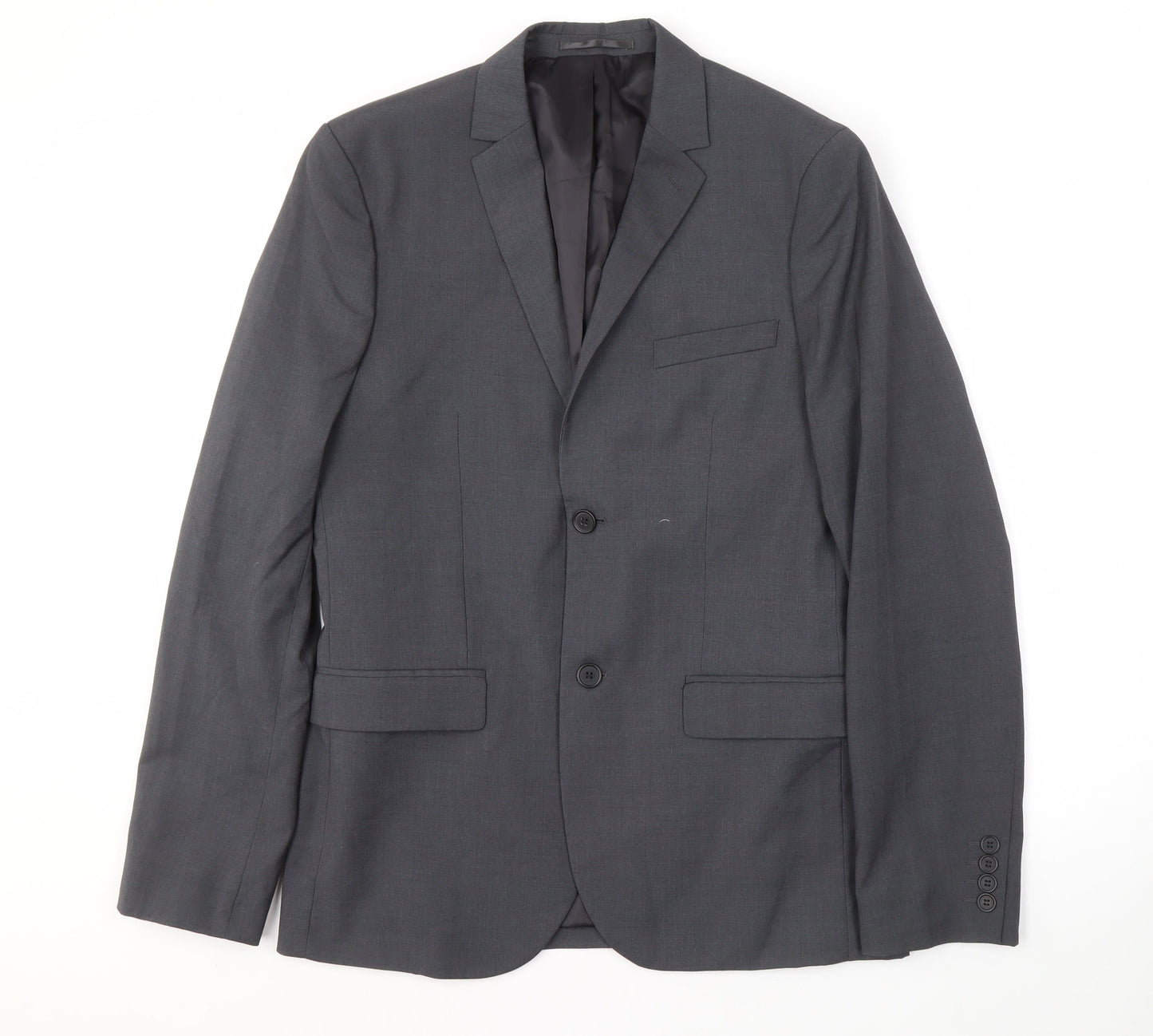 H&M Men's Grey Suit Jacket 38L Regular Fit