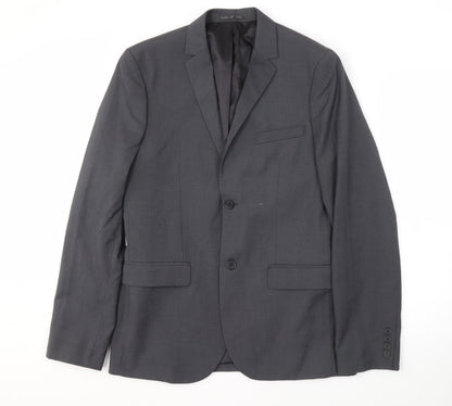 H&M Men's Grey Suit Jacket 38L Regular Fit