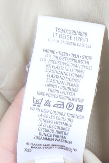 Marks and Spencer Women's Beige Blazer UK 12 Petite Notch
