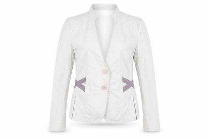 Dau Women Ivory Blazer M Button Casual