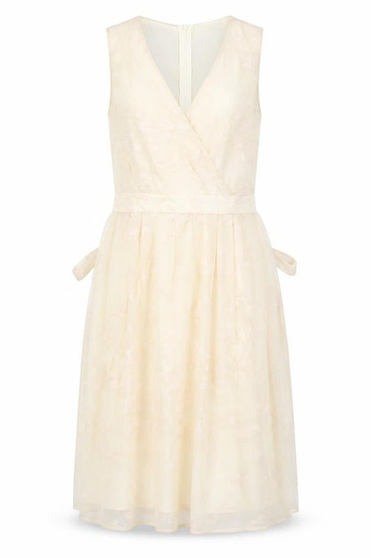 Uttam Womens Boutique Beige V-Neck Sleeveless Dress UK 12