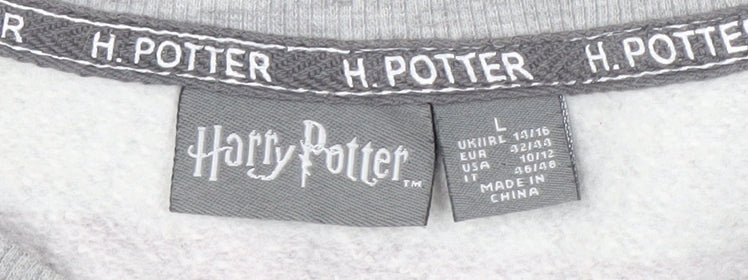 Unisex Adults UK Size L Harry Potter Grey Pullover Sweatshirt