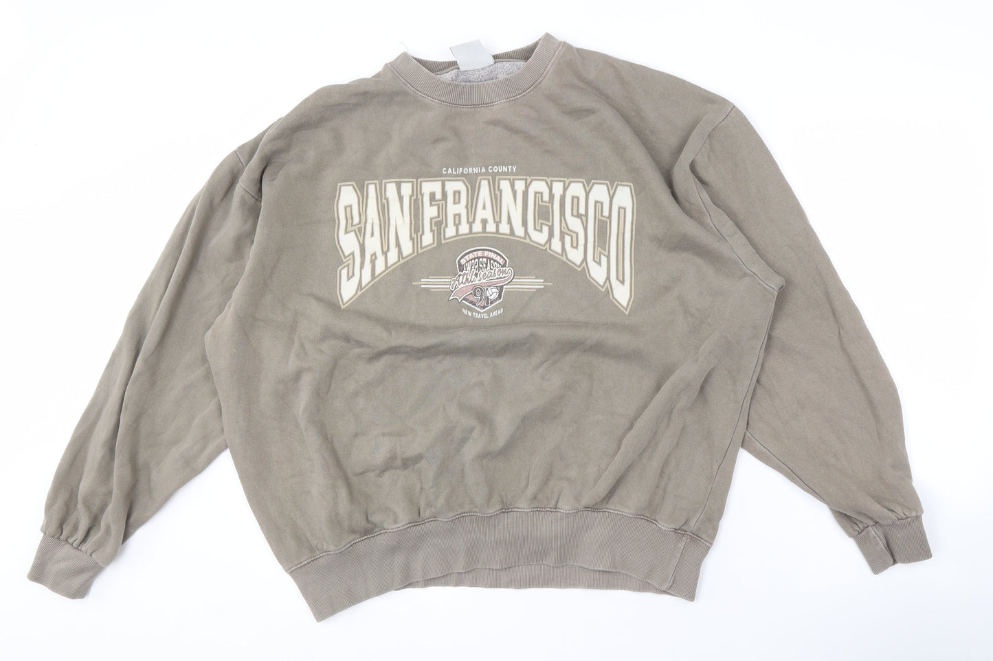 Mens UK Size L Pull & Bear Brown Pullover Sweatshirt