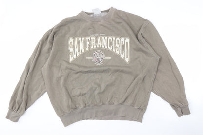 Mens UK Size L Pull & Bear Brown Pullover Sweatshirt