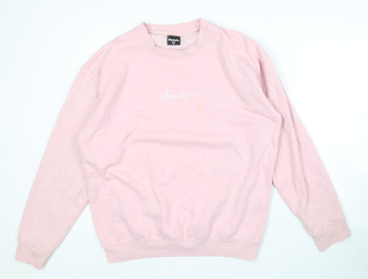 Bench Women's Pink Cotton Blend Crew Neck Sweatshirt Size M