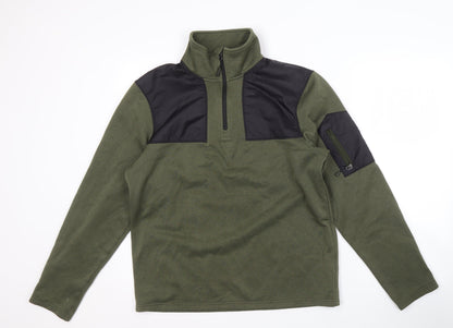 The North Face Men's Green 1/4 Zip Sweatshirt - Medium