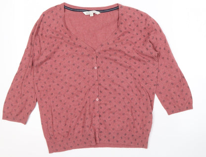 Womens UK Size 12 Fat Face Pink Cardigan Jumper