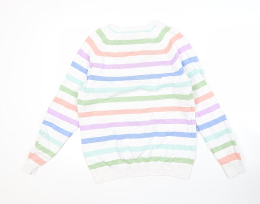 Cotton Traders Women's Multicoloured Striped Jumper Size 12