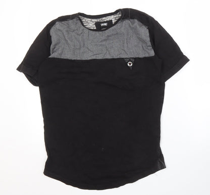 Savant Men's Black Cotton Colourblock T-Shirt
