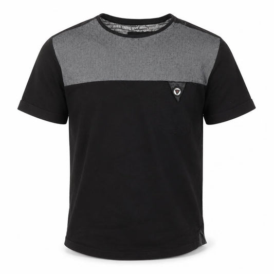 Savant Men's Black Cotton Colourblock T-Shirt