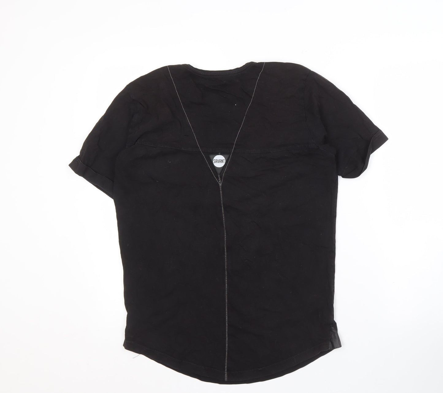Savant Men's Black Cotton Colourblock T-Shirt