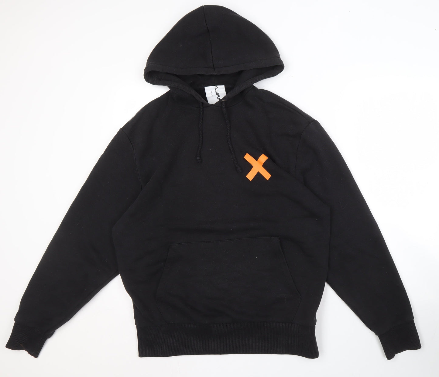 Unisex Adults UK Size S COLLUSION Black Pullover Hoodie