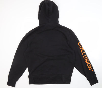 Unisex Adults UK Size S COLLUSION Black Pullover Hoodie