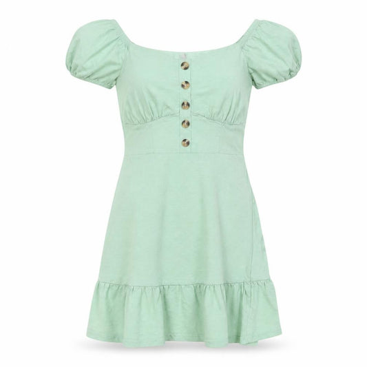 Front view of ASOS Women's Green A-Line Dress, size 8, Casual Style