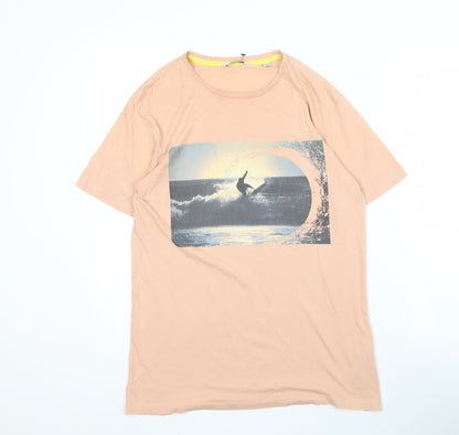 Only & Sons Men's Beige XS Graphic Print T-Shirt