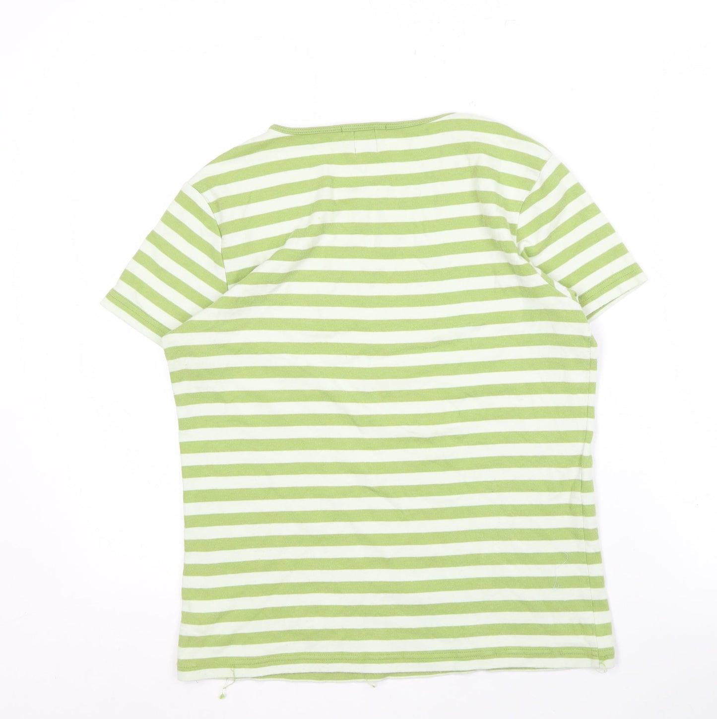 Gap Women's Green Striped T-Shirt Size M Basic