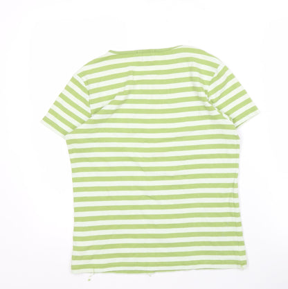 Gap Women's Green Striped T-Shirt Size M Basic
