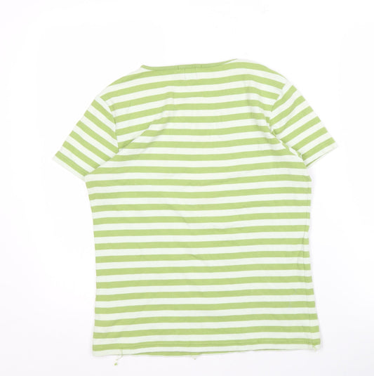Gap Women's Green Striped T-Shirt Size M Basic