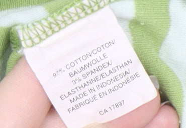 Gap Women's Green Striped T-Shirt Size M Basic