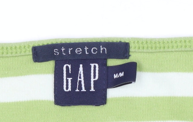 Gap Women's Green Striped T-Shirt Size M Basic