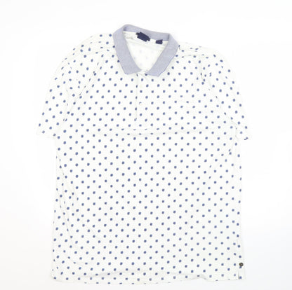 Scotch & Soda Men's White Geometric 2XL Polo Shirt