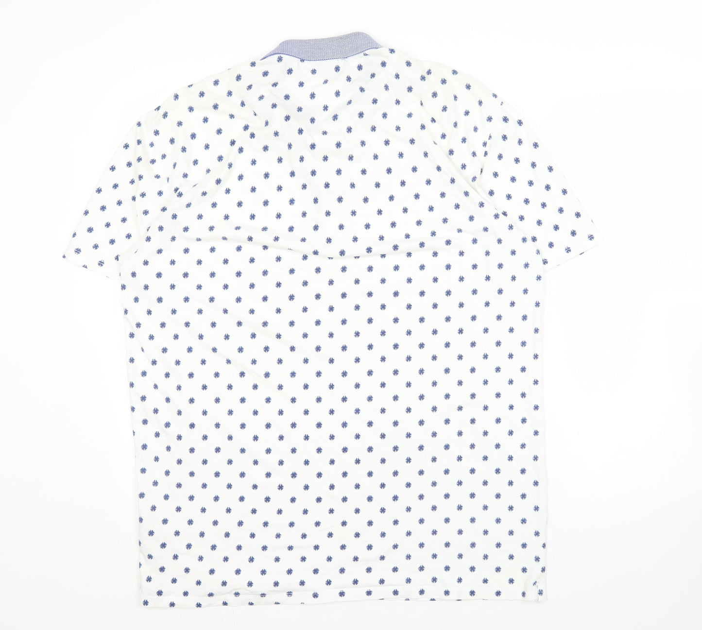 Scotch & Soda Men's White Geometric 2XL Polo Shirt