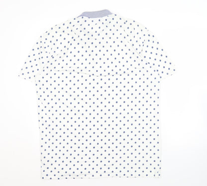 Scotch & Soda Men's White Geometric 2XL Polo Shirt