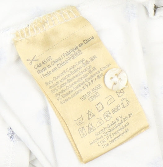 Scotch & Soda Men's White Geometric 2XL Polo Shirt