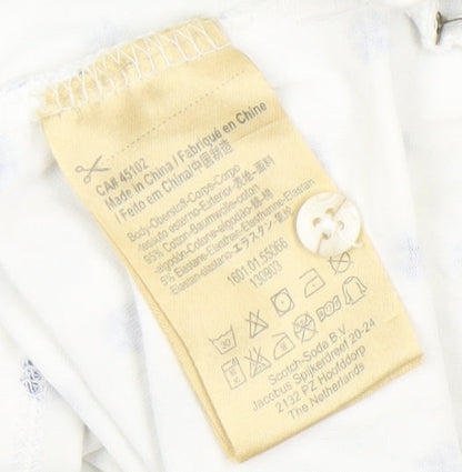 Scotch & Soda Men's White Geometric 2XL Polo Shirt