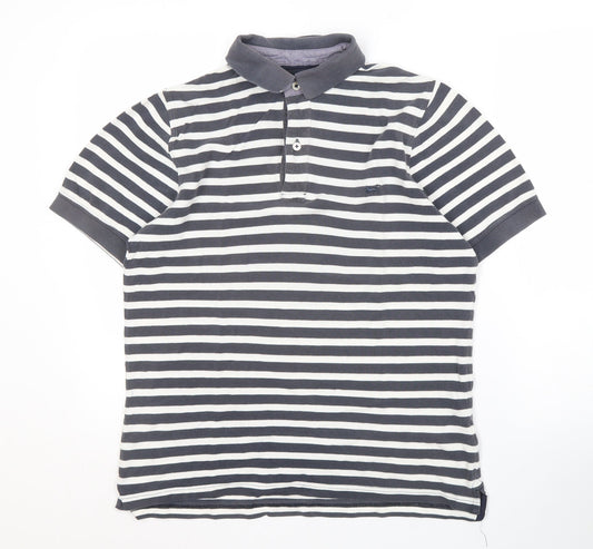 I Hampton and Sons Men's Striped Black Polo Shirt S