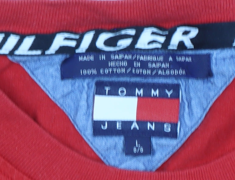 Tommy Hilfiger Men's Red Crew Neck Logo T-Shirt Size L