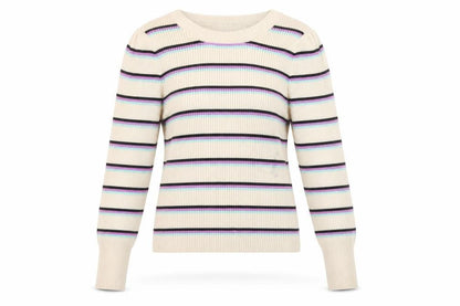Fabienne Chapot Women's Beige Striped Pullover Jumper