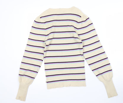 Fabienne Chapot Women's Beige Striped Pullover Jumper