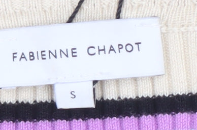 Fabienne Chapot Women's Beige Striped Pullover Jumper