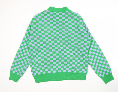 Jack & Jones Men's Green Checked Cardigan - Size L