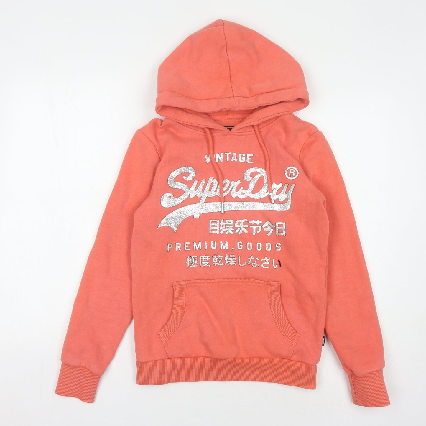 SuperDry Women's Orange Logo Pullover Hoodie Size 8