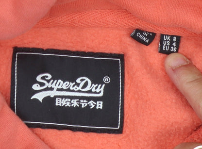 SuperDry Women's Orange Logo Pullover Hoodie Size 8