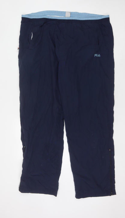 Fila Men's Blue Windbreaker Trousers, 2XL, Elastic Waist