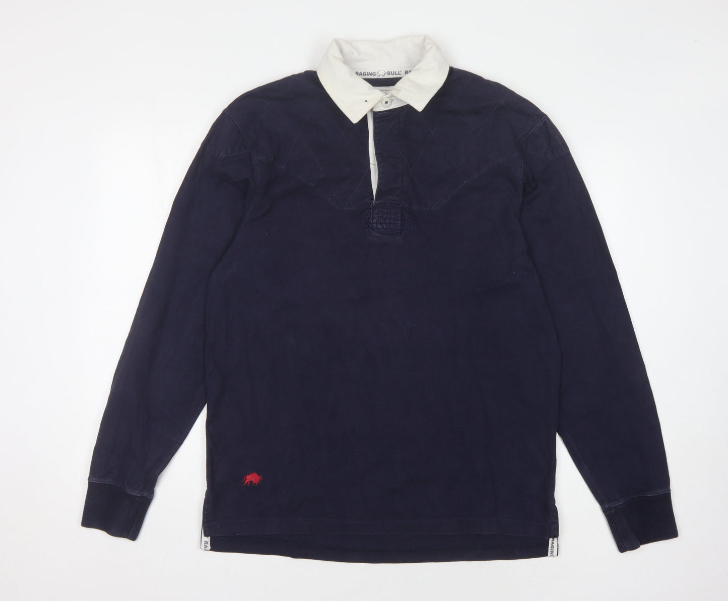 Raging Bull Men’s Blue Cotton Long Sleeve Polo M