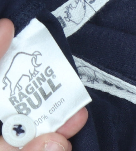 Raging Bull Men’s Blue Cotton Long Sleeve Polo M